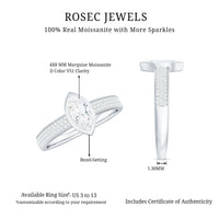 4x8mm Marquise Cut Moissanite Engagement Ring in Bezel Setting