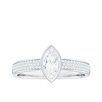 4x8mm Marquise Cut Moissanite Engagement Ring in Bezel Setting