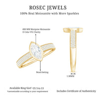 4x8mm Marquise Cut Moissanite Engagement Ring in Bezel Setting