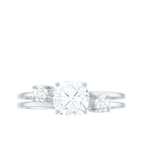 Certified Moissanite Solitaire Double Band Engagement Ring