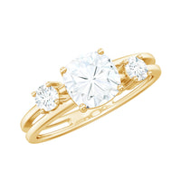 Certified Moissanite Solitaire Double Band Engagement Ring