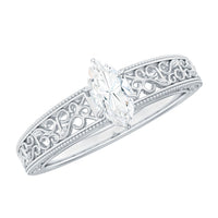 4x8mm Marquise Cut Certified Moissanite Solitaire Engagement Ring