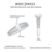 4x8mm Marquise Cut Certified Moissanite Solitaire Engagement Ring