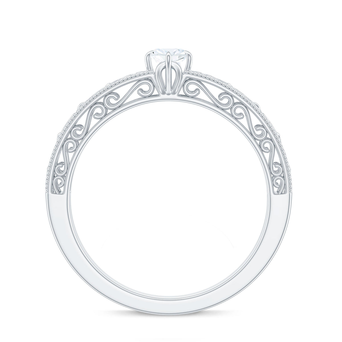 4x8mm Marquise Cut Certified Moissanite Solitaire Engagement Ring