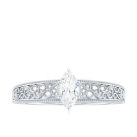 4x8mm Marquise Cut Certified Moissanite Solitaire Engagement Ring