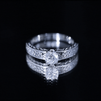 Cushion Cut Solitaire Moissanite Engagement Ring with Filigree Detail