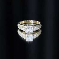 Princess Cut Moissanite Engagement Ring with Side Stones