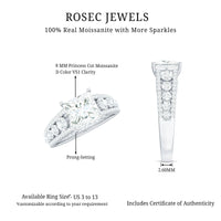Princess Cut Moissanite Engagement Ring with Side Stones