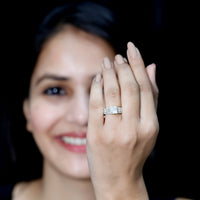 Princess Cut Moissanite Engagement Ring with Side Stones