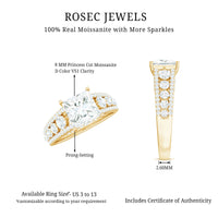 Princess Cut Moissanite Engagement Ring with Side Stones