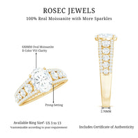 Certified Moissanite Oval Engagement Ring with Side Stones