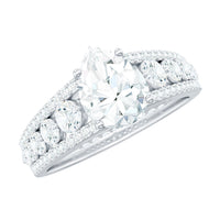 6X8 MM Pear Shape Moissanite Vintage Inspired Engagement Ring
