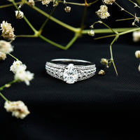 6X8 MM Pear Shape Moissanite Vintage Inspired Engagement Ring