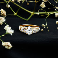 6X8 MM Pear Shape Moissanite Vintage Inspired Engagement Ring