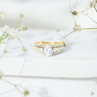 6X8 MM Pear Shape Moissanite Vintage Inspired Engagement Ring