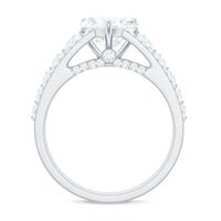 8 mm Heart Moissanite Solitaire Statement Ring With Side Stones