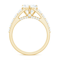 8 mm Heart Moissanite Solitaire Statement Ring With Side Stones