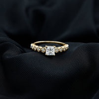 Square Cut Moissanite Engagement Ring with Side Stones
