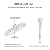 Certified 0.5 Carat Round Moissanite Engagement Ring with Side Stones