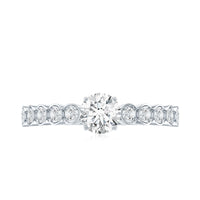Certified 0.5 Carat Round Moissanite Engagement Ring with Side Stones