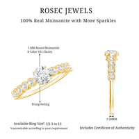 Certified 0.5 Carat Round Moissanite Engagement Ring with Side Stones