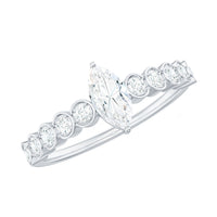 4X8mm Marquise Cut Moissanite Solitaire Engagement Ring with Side Stones