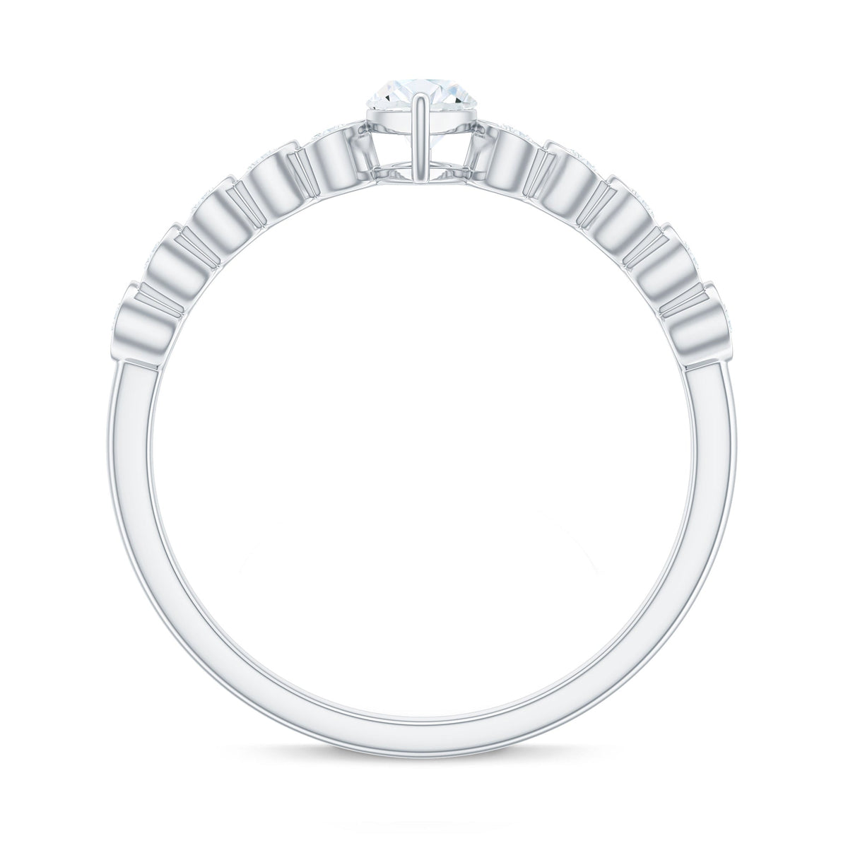4X8mm Marquise Cut Moissanite Solitaire Engagement Ring with Side Stones