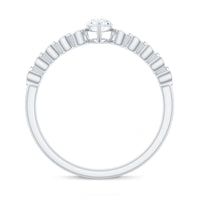 4X8mm Marquise Cut Moissanite Solitaire Engagement Ring with Side Stones