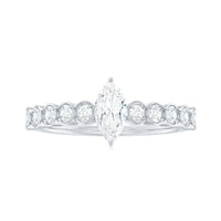 4X8mm Marquise Cut Moissanite Solitaire Engagement Ring with Side Stones