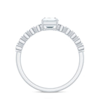 Certified Emerald Cut Moissanite Solitaire Engagement Ring with Side Stones