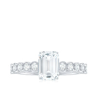 Certified Emerald Cut Moissanite Solitaire Engagement Ring with Side Stones