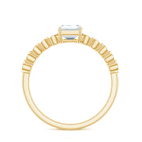 Certified Emerald Cut Moissanite Solitaire Engagement Ring with Side Stones