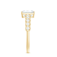 Certified Emerald Cut Moissanite Solitaire Engagement Ring with Side Stones