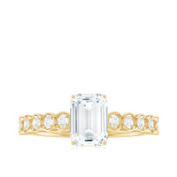 Certified Emerald Cut Moissanite Solitaire Engagement Ring with Side Stones