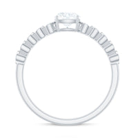 6mm Cushion Cut Moissanite Solitaire Engagement Ring with Side Stones