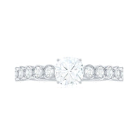 6mm Cushion Cut Moissanite Solitaire Engagement Ring with Side Stones