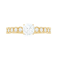 6mm Cushion Cut Moissanite Solitaire Engagement Ring with Side Stones