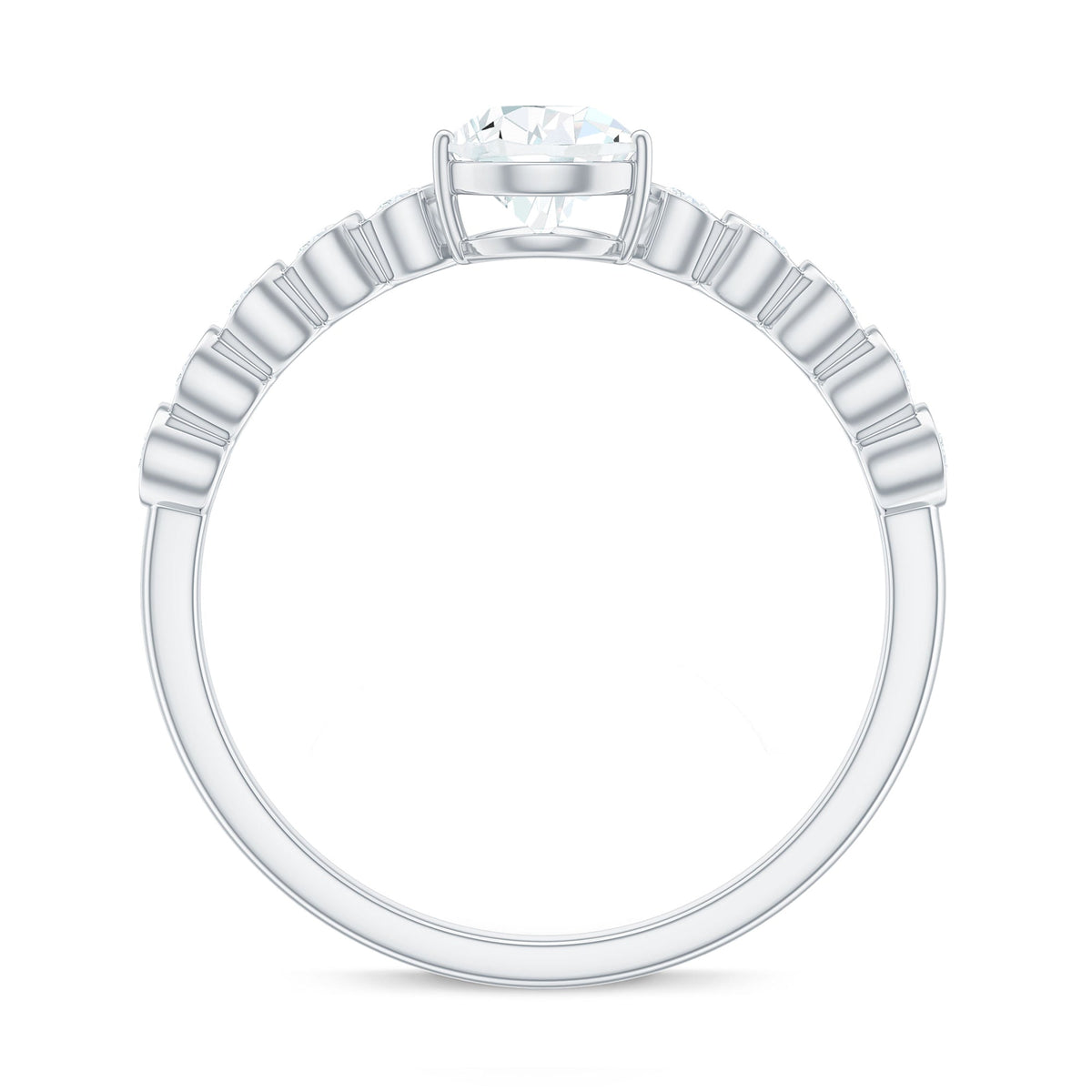 5x7mm Pear Cut Moissanite Teardrop Engagement Ring with Side Stones