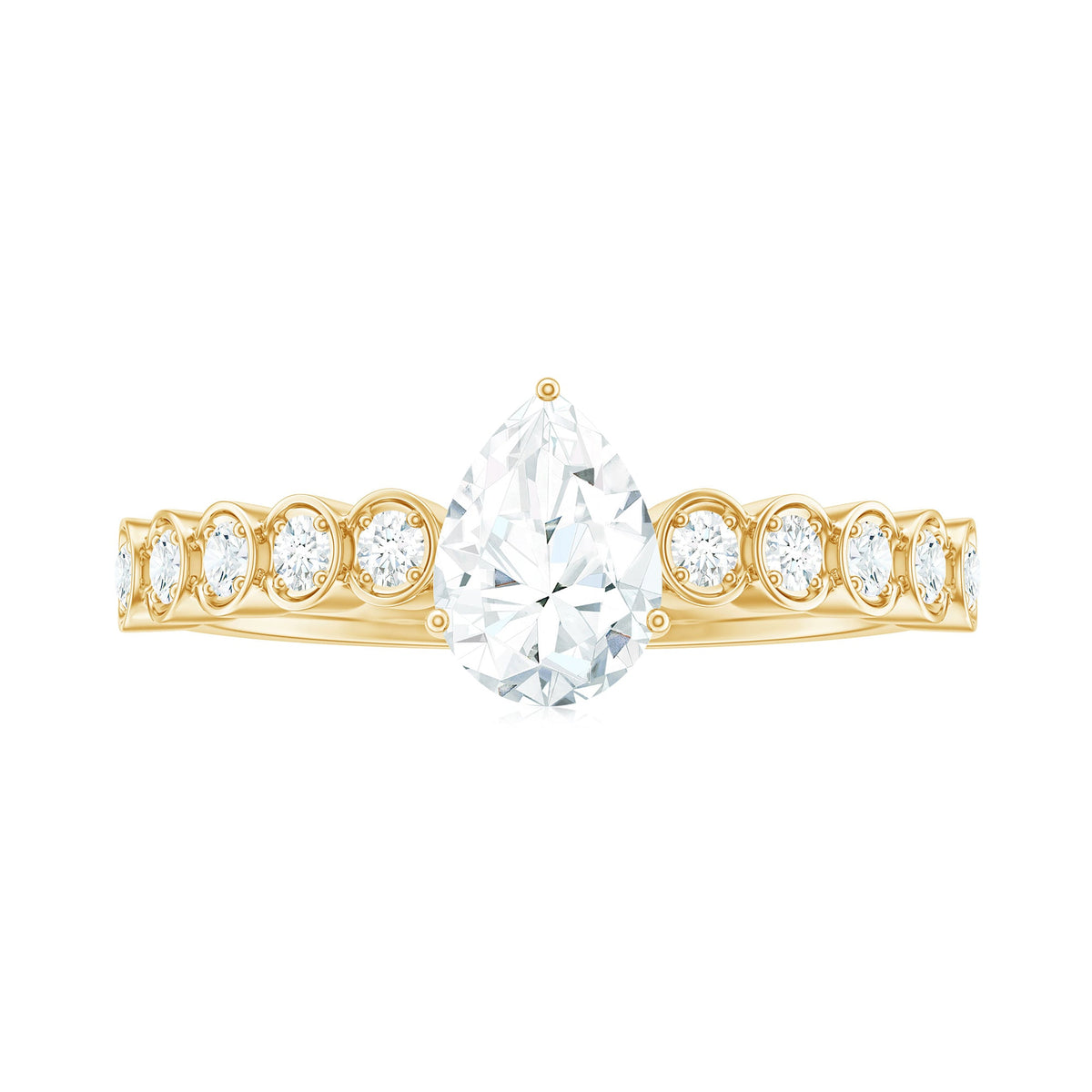 5x7mm Pear Cut Moissanite Teardrop Engagement Ring with Side Stones