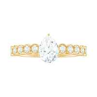 5x7mm Pear Cut Moissanite Teardrop Engagement Ring with Side Stones