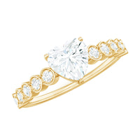 7mm Heart Shape Certified Moissanite Solitaire Engagement Ring