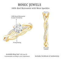 Round Cut Moissanite Braided Engagement Ring