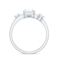 6x8mm Emerald Cut Moissanite Solitaire Double Band Engagement Ring