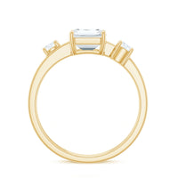 6x8mm Emerald Cut Moissanite Solitaire Double Band Engagement Ring