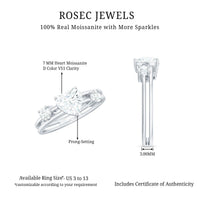 7mm Heart Shape Moissanite Solitaire Double Band Engagement Ring