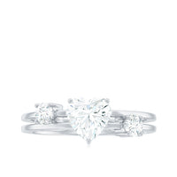 7mm Heart Shape Moissanite Solitaire Double Band Engagement Ring
