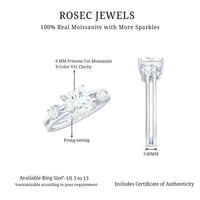 Princess Cut Moissanite Engagement Ring with Double Band