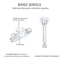 6X8mm Oval Cut Certified Moissanite Solitaire Engagement Ring