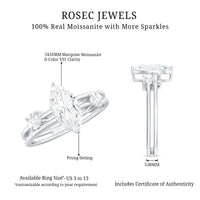 Certified Moissanite Marquise Engagement Ring
