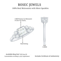 5x5mm Princess Cut Moissanite Classic Solitaire Engagement Ring